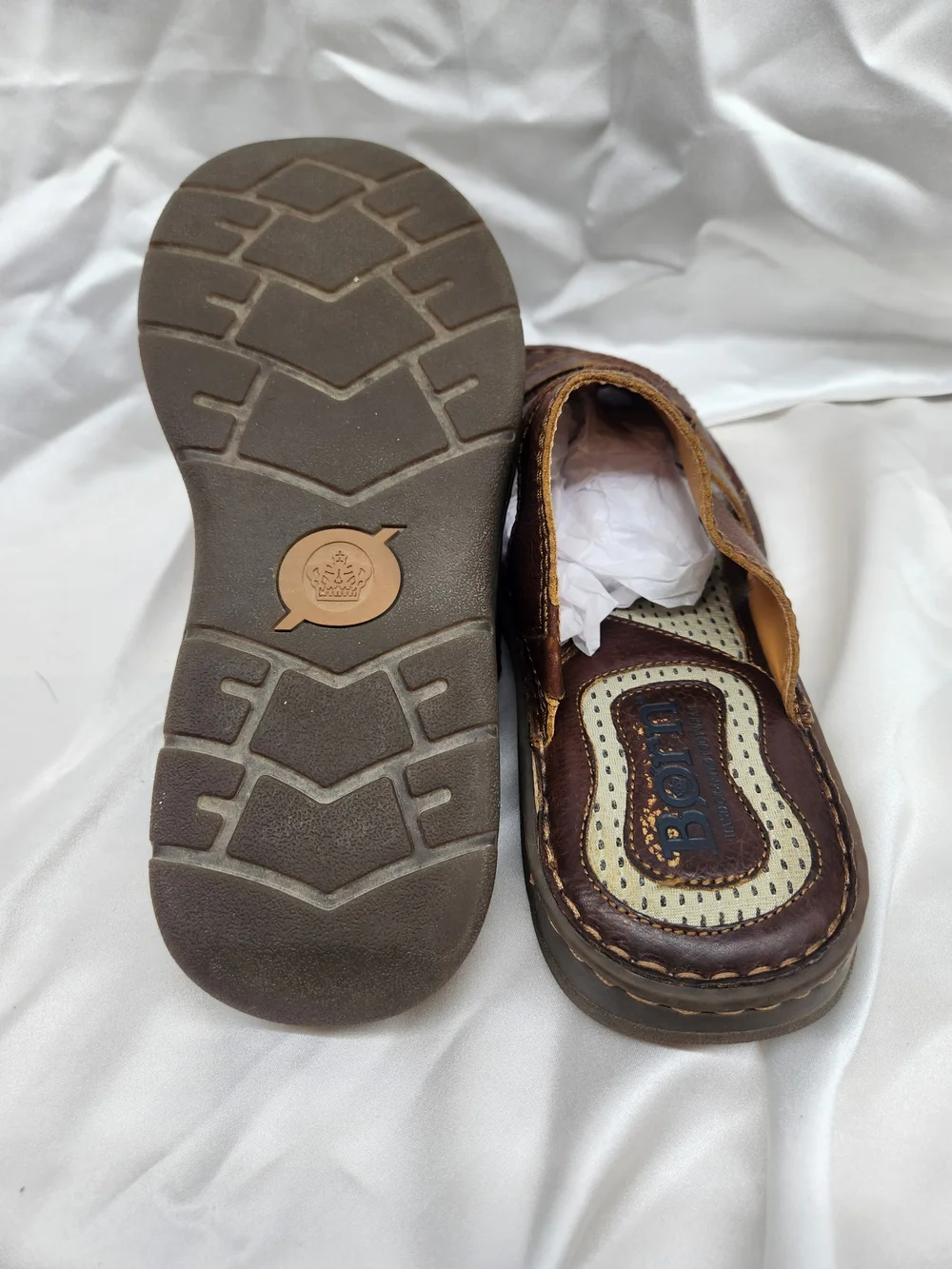 Born Men's Dark Brown Leather Slide Sandals